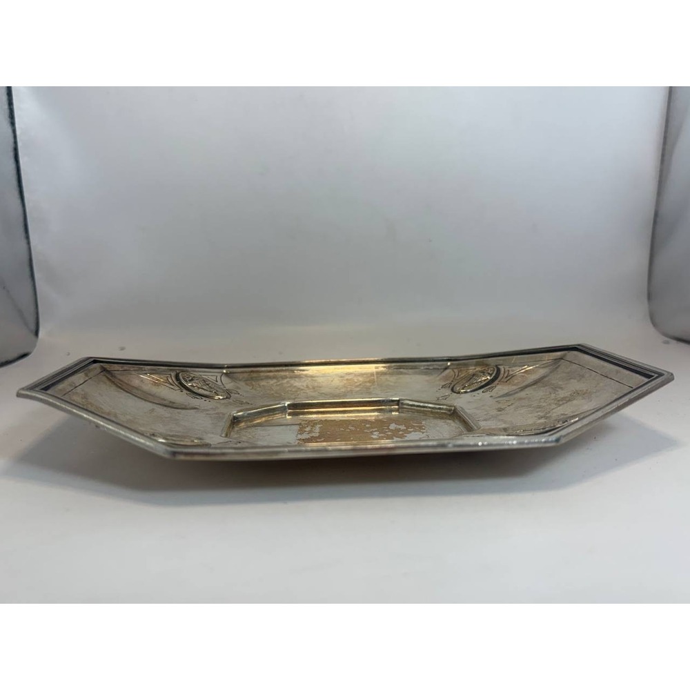 Wallace Silver Plate Octagon Tray 32521 Art Deco Trinket Bread Dish Vintage